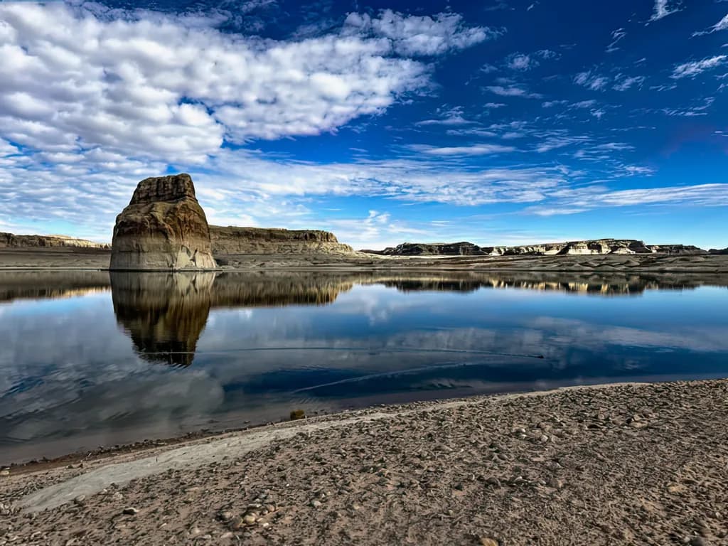 Serenity Reflected: A Majestic Landscape of Water and Sky