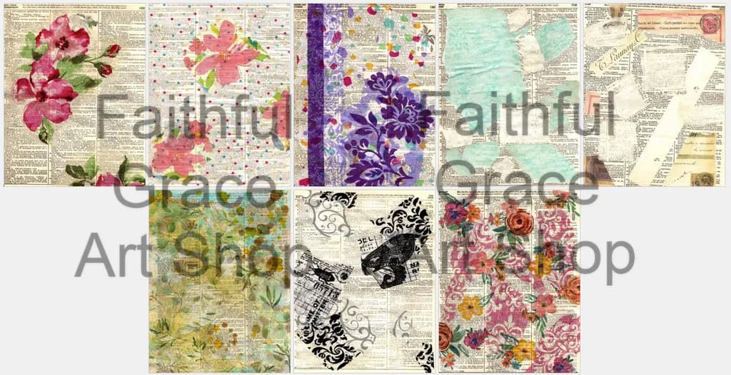 Whimsical Floral Collage: A Colorful Journey Through Vintage Textures and Creative Layers