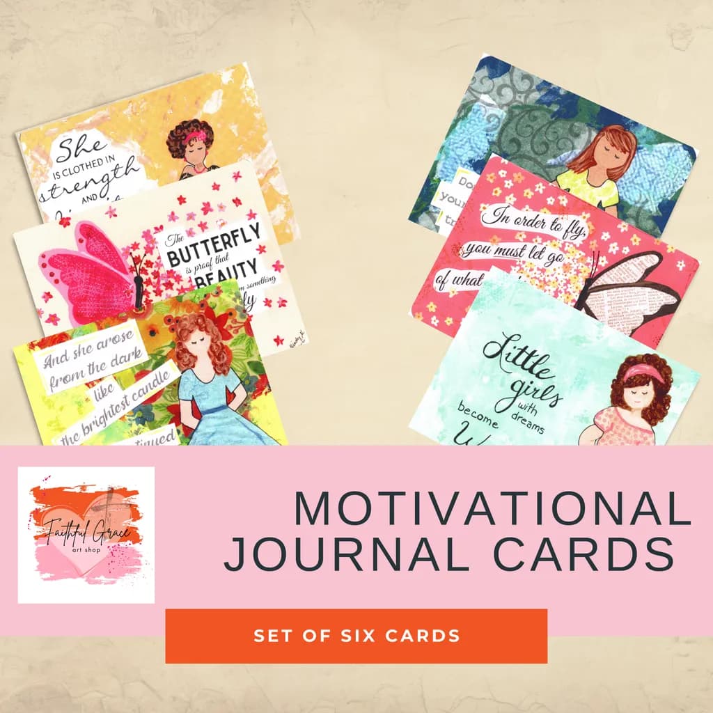 Empowerment in Color: A Set of Six Inspirational Journal Cards for Creative Souls