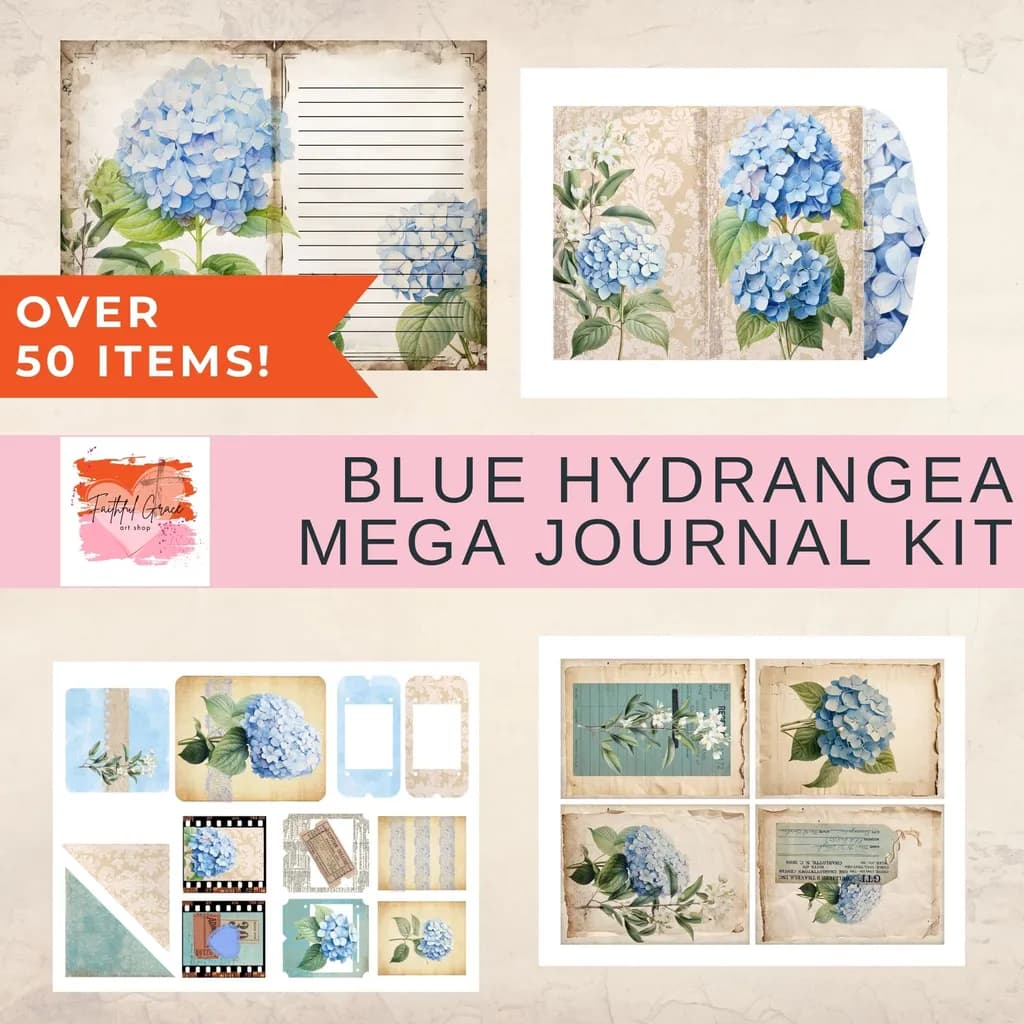 Blue Hydrangea Dreams: A Whimsical Journal Kit for Creative Souls