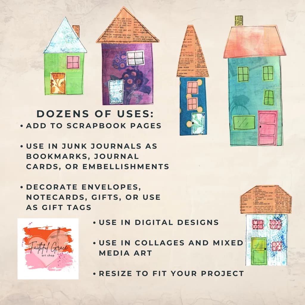 Whimsical Homes: Handcrafted Collage Art for Your Creative Journey