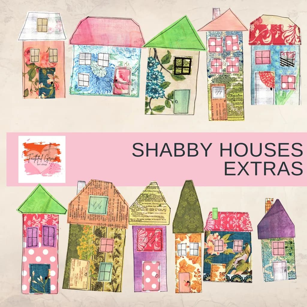 Whimsical Shabby Houses: A Colorful Collage of Faith and Fun