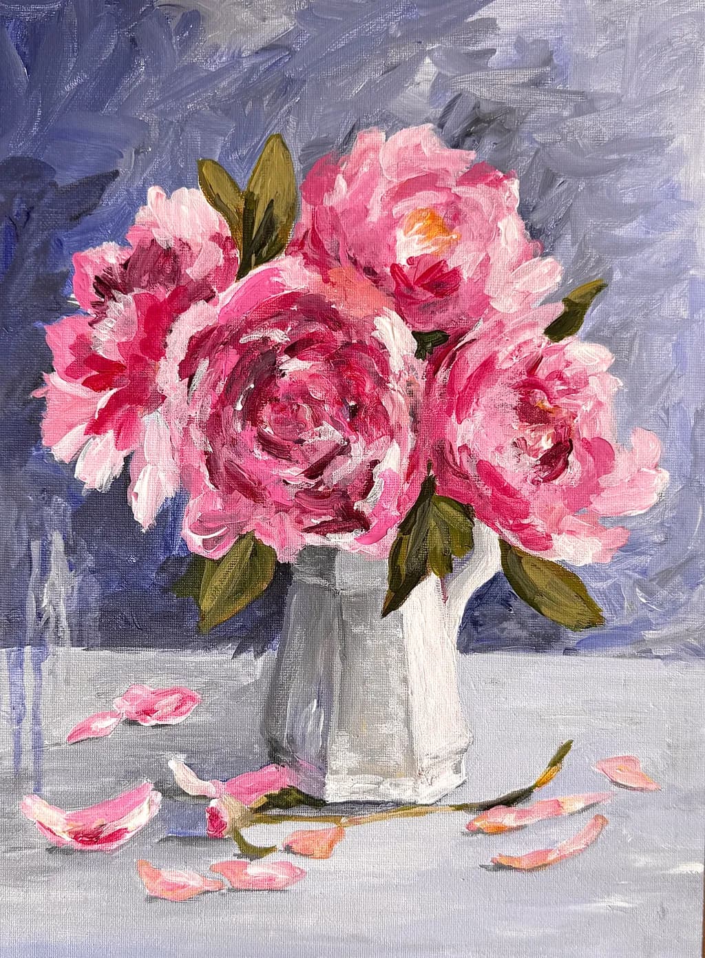 Pink Peonies in a White Jug