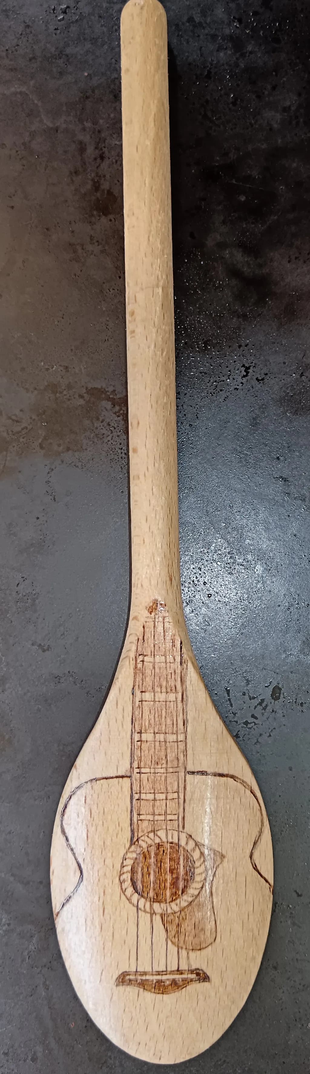 Wooden Guitar Sketch Spoon