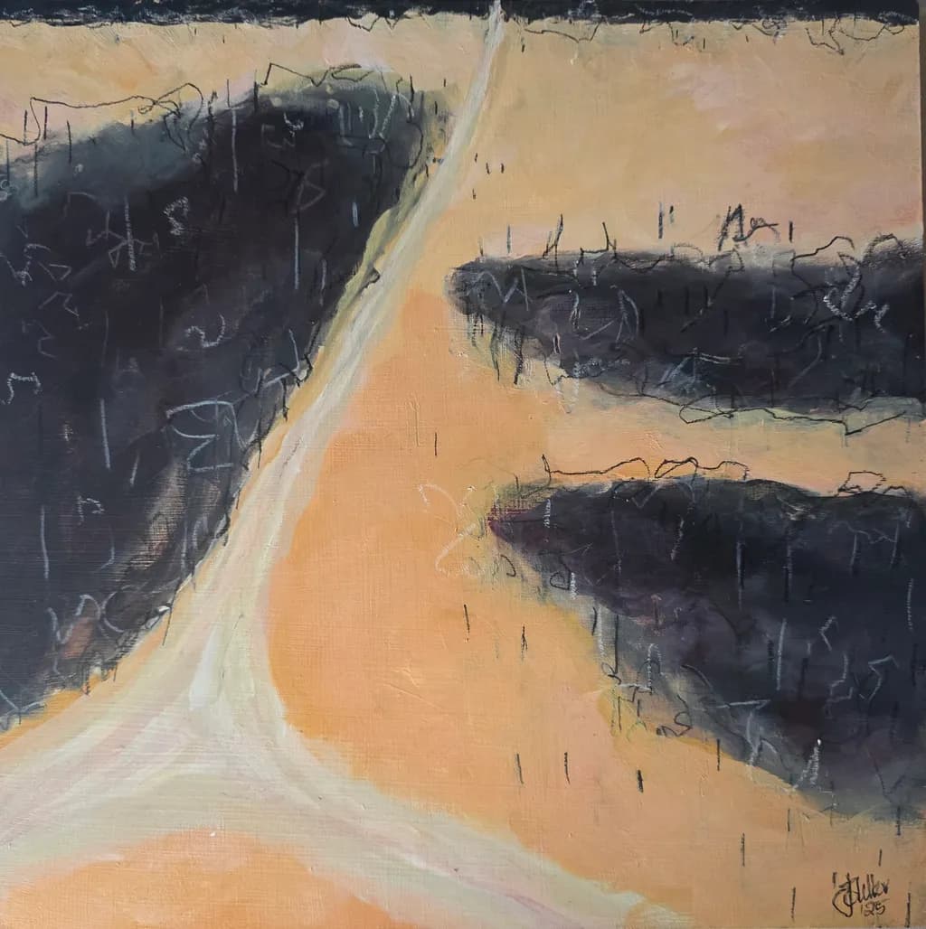 Whispers of the Road: An Abstract Journey Through Color and Texture