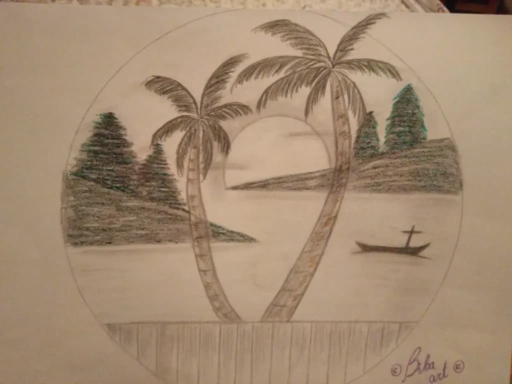 Serene Sunset: A Tranquil Escape with Palm Trees and Gentle Waters