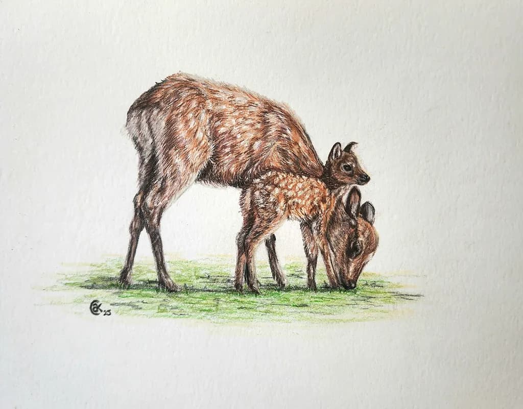 Gentle Moments: A Heartwarming Encounter Between Mother and Fawn