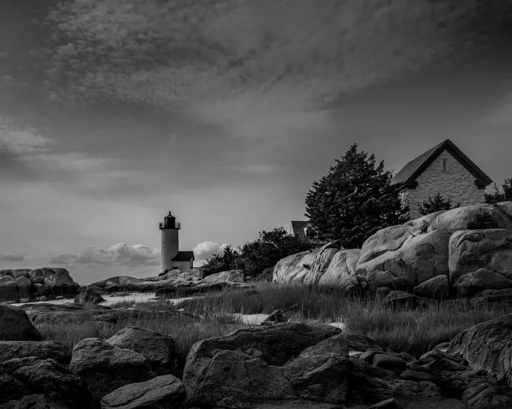 Annisquam Lighthouse - Gloucester MA in Monochrome