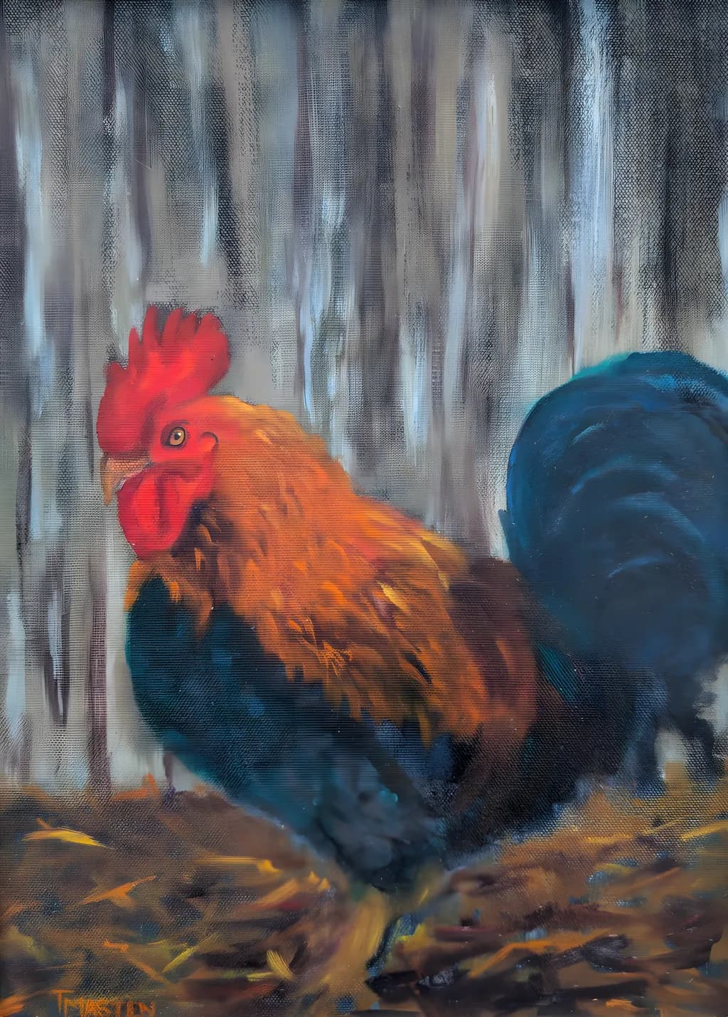 Vibrant Rooster in Rustic Harmony: A Captivating Portrait of Farm Life