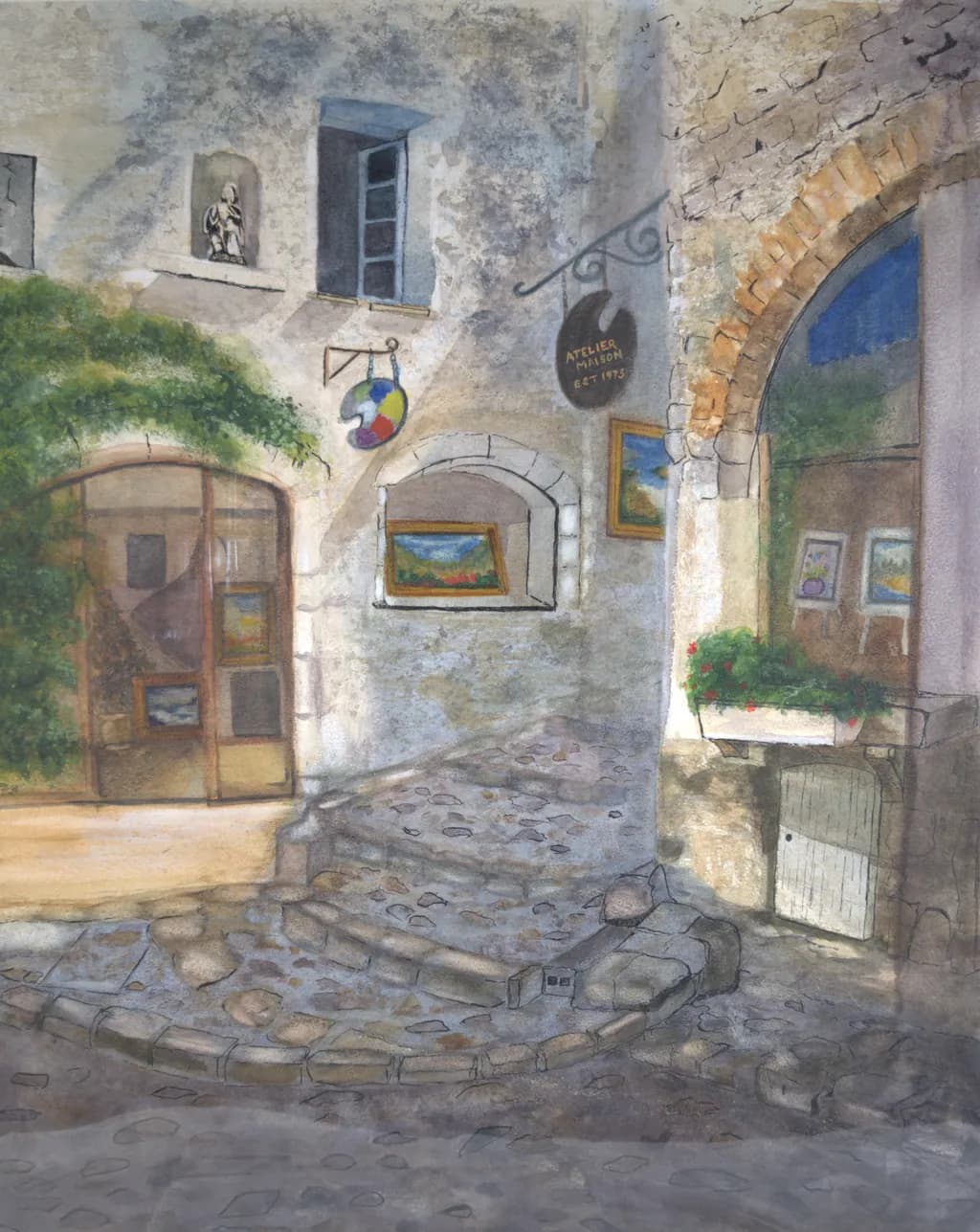 Charming Stone Alleyway: A Quaint Invitation to Artistic Serenity