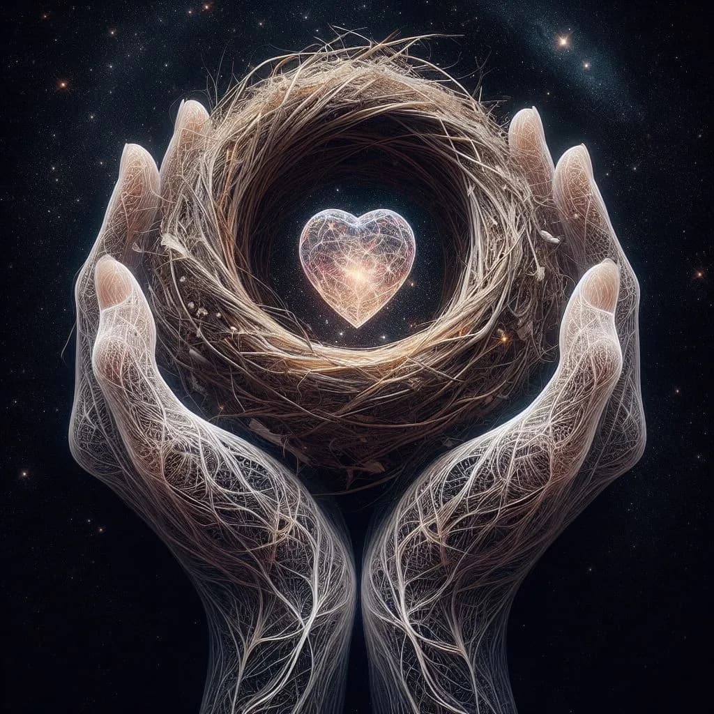 Embracing the Cosmic Heart: A Nest of Love and Connection