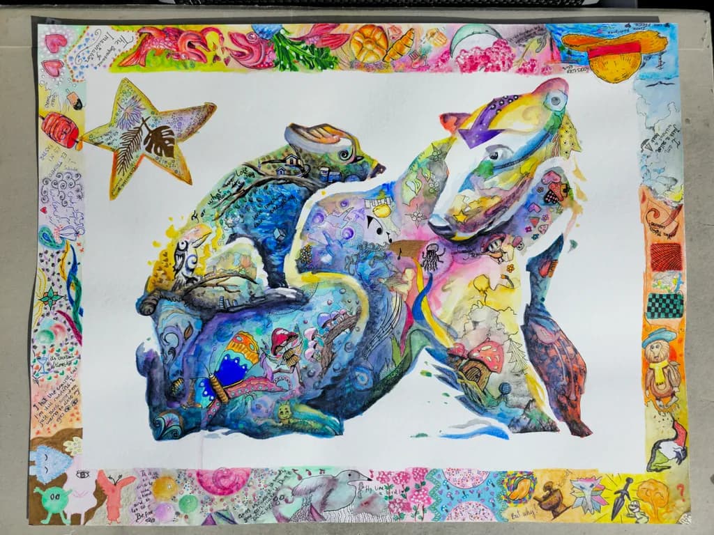 Whimsical Harmony: A Colorful Journey Through Imagination and Nature