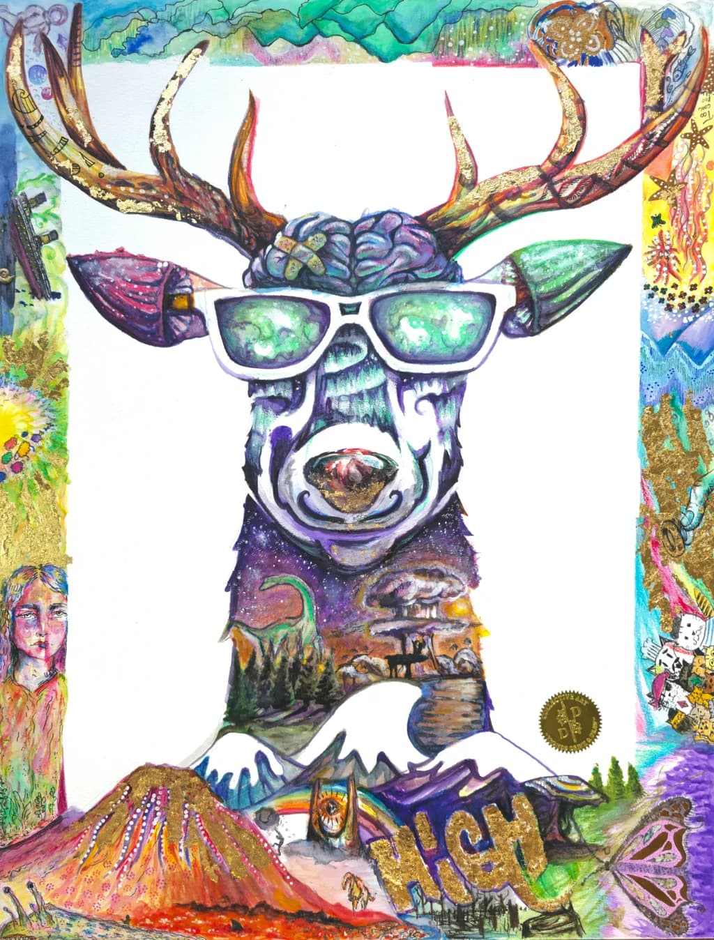 Cosmic Antlers: A Vibrant Journey Through Nature and Imagination