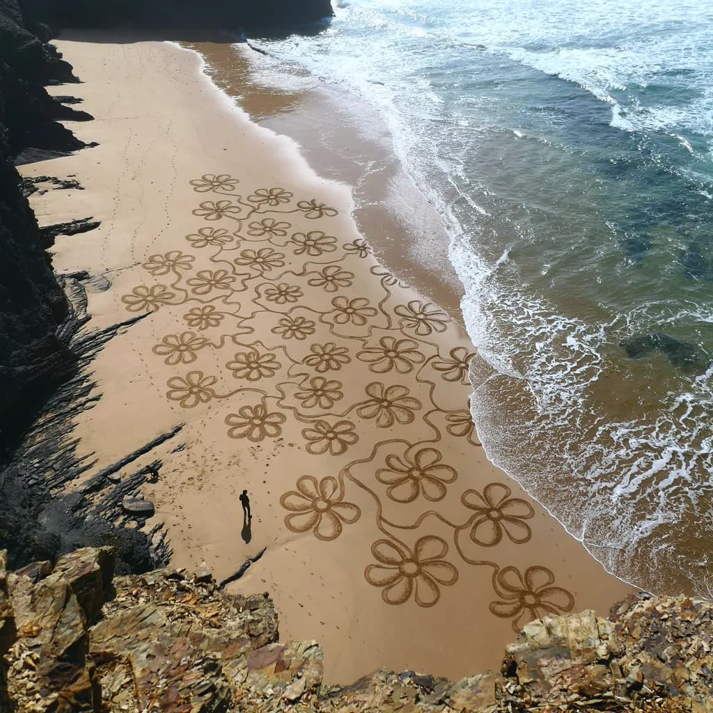 sand painting - done with a rake in portugal