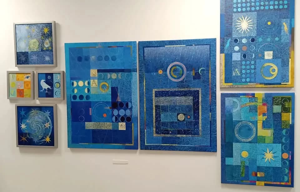 Celestial Harmony: A Symphony of Blue and Light in Abstract Art