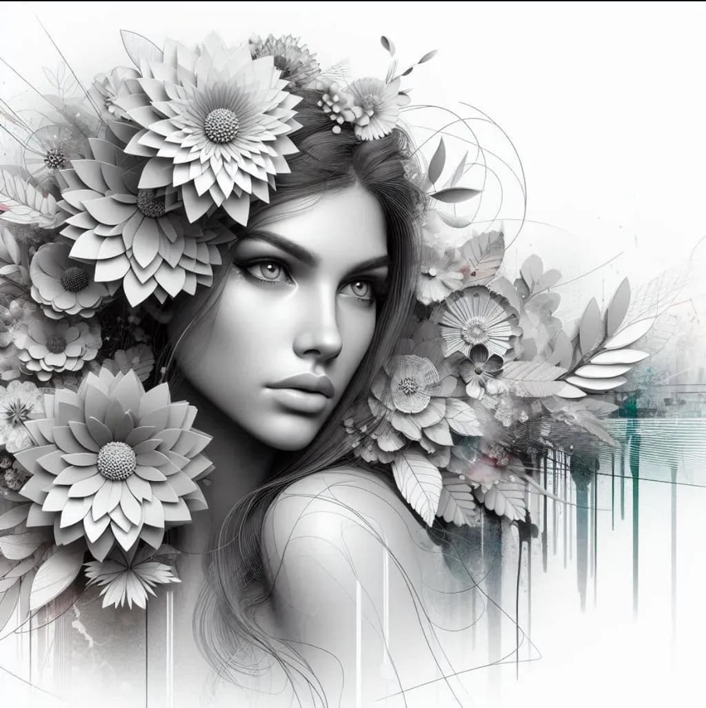 Whispers of Elegance: A Monochrome Floral Portrait Celebrating Delicate Beauty