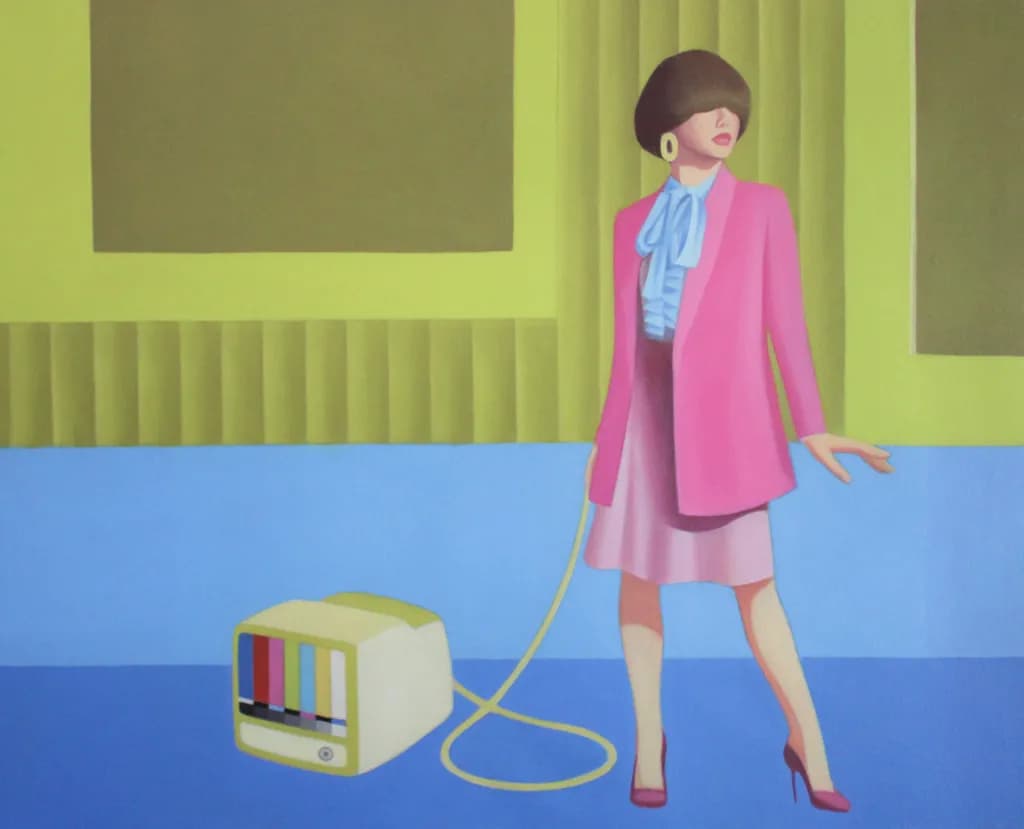 Electric Elegance: A Modern Muse in Vibrant Hues and Retro Vibes