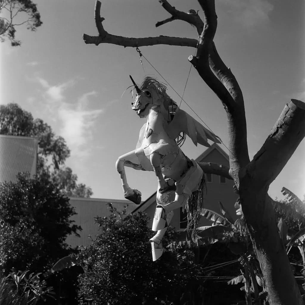 Whimsical Dreams: A Playful Unicorn in Flight Among the Trees