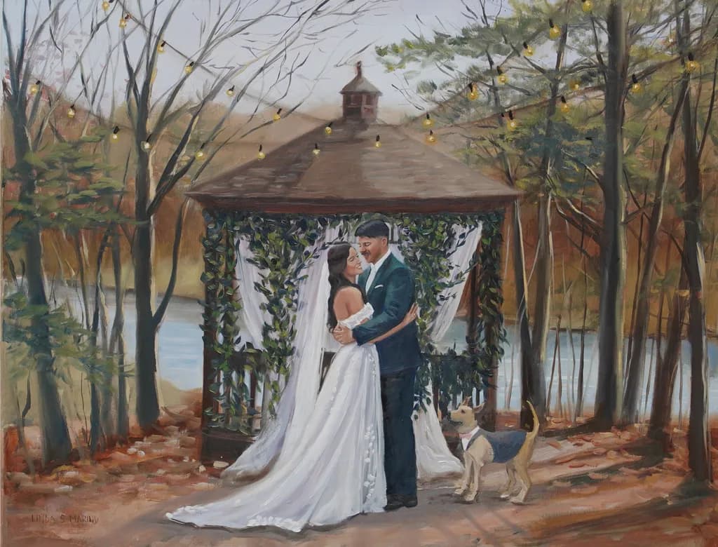 Amber and Tim's Live Wedding Painting, The Pavilion in Crystal Lake, Middletown, CT