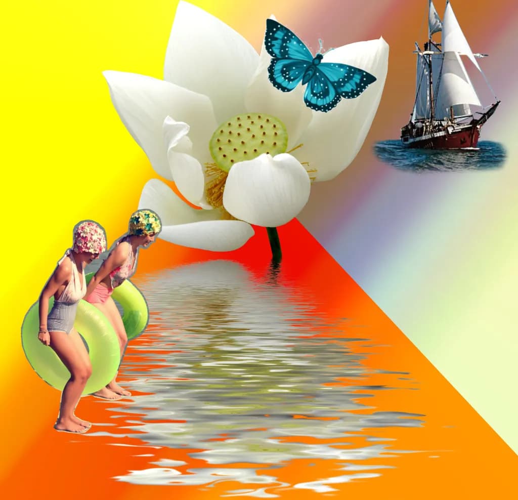Whimsical Summer Splash: A Colorful Dance of Water, Flowers, and Joyful Moments