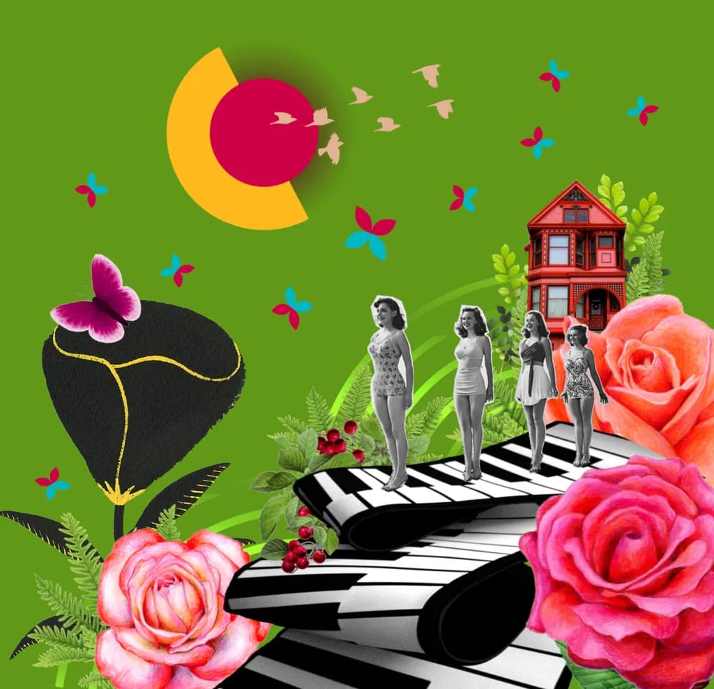 Whimsical Melodies: A Vibrant Floral Journey Through Retro Dreams