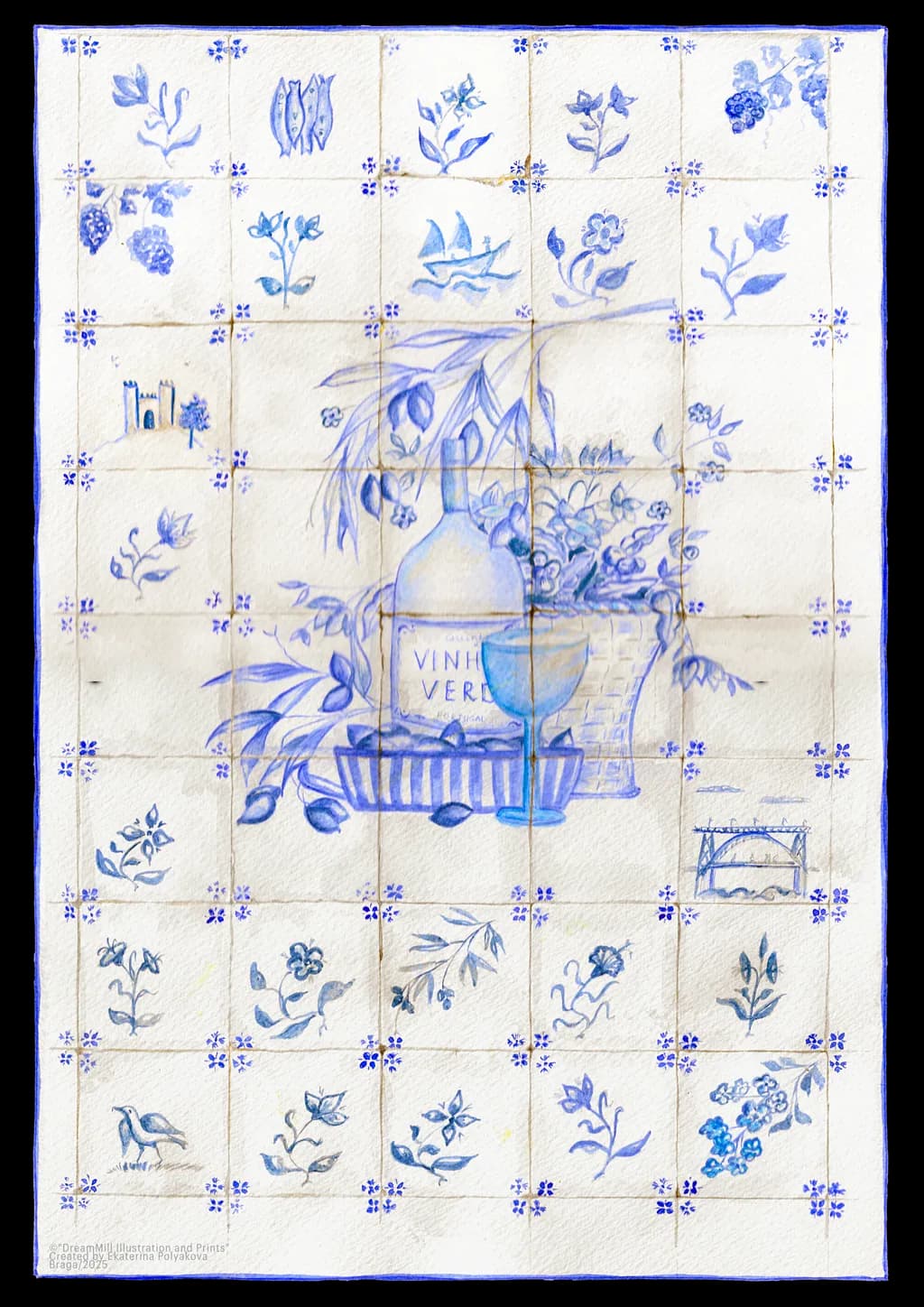 Whispers of Blue: A Serene Still Life with Vintage Charm and Floral Elegance