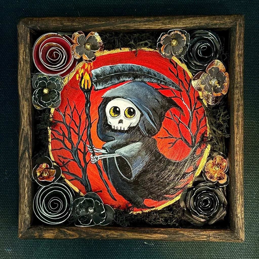 Whimsical Reaper: A Playful Dance with Shadows and Light