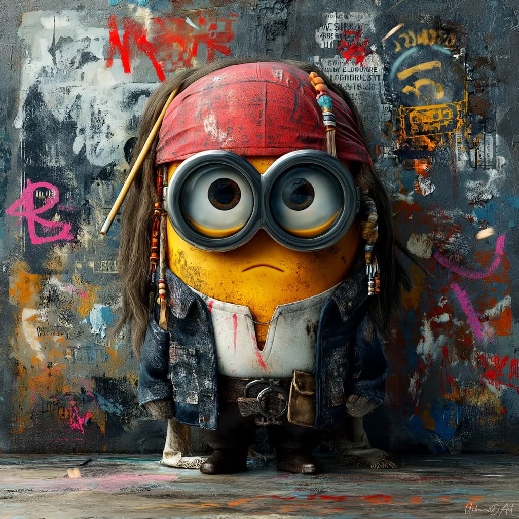 Whimsical Pirate Minion: A Colorful Adventure in Urban Artistry