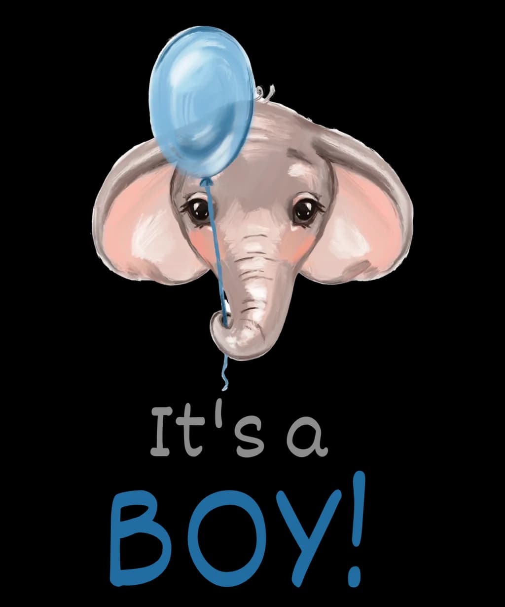 Celebration of Joy: It's a Boy with a Balloon Elephant Illustration