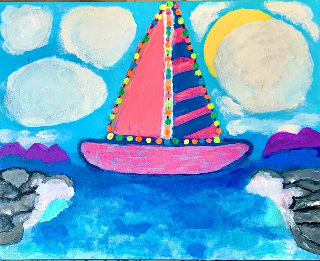 Sailing into a Colorful Horizon: A Whimsical Journey on Vibrant Waters