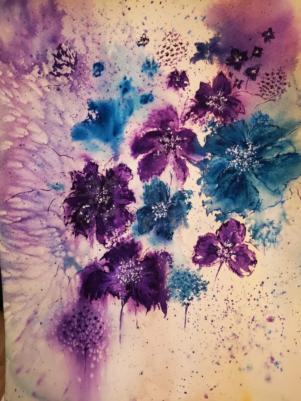 Whispers of Color: A Vibrant Dance of Purple and Teal Blossoms