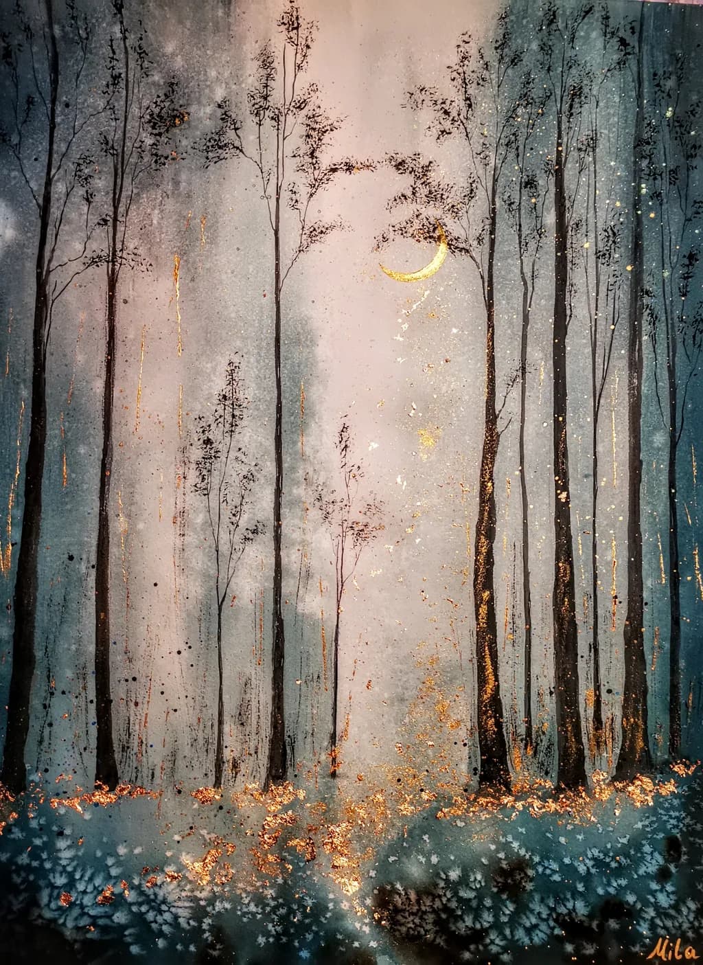 Moonlit Birch Glade