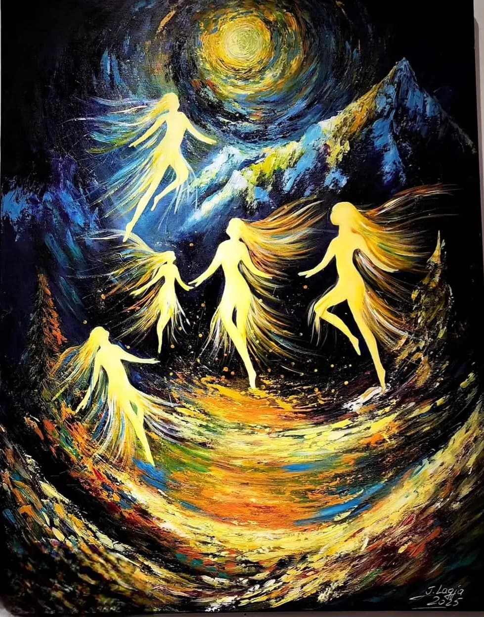 Whispers of Light: Ethereal Dancers Beneath the Celestial Glow