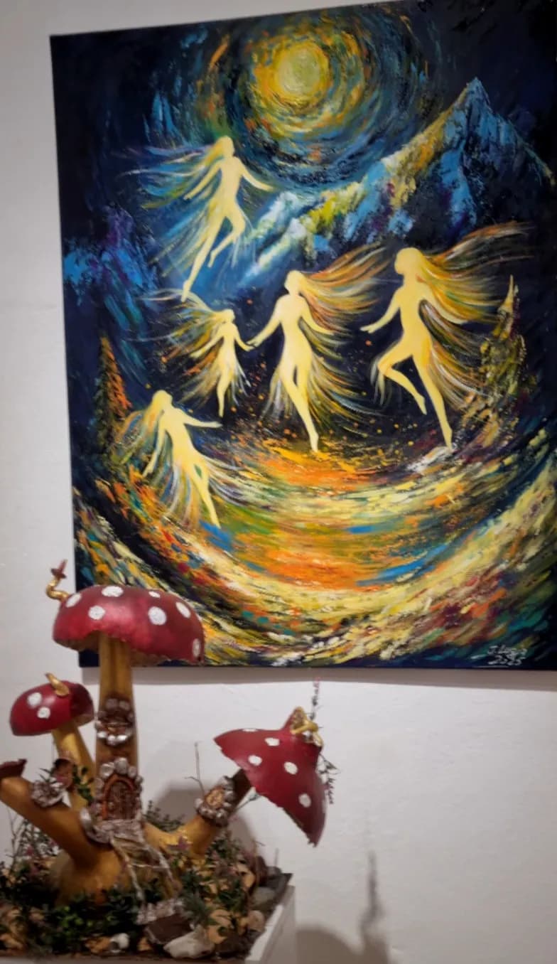 Whimsical Dance of Light: A Colorful Journey Through Fantasy and Magic