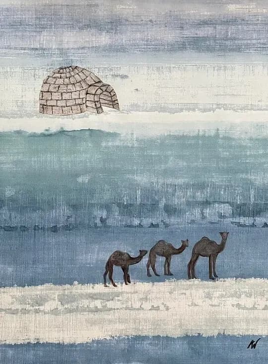 Desert Dreams: Camels Journeying Through Icy Landscapes