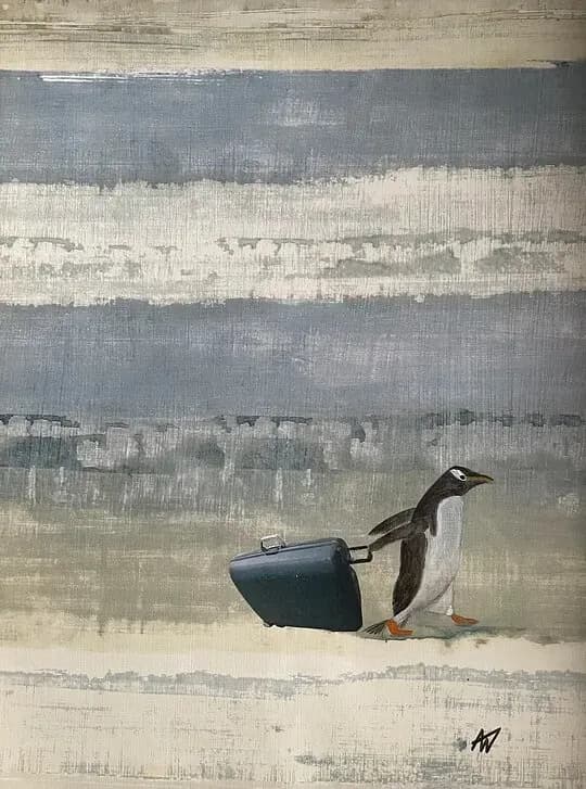Waddling into Adventure: A Penguin's Journey with a Briefcase