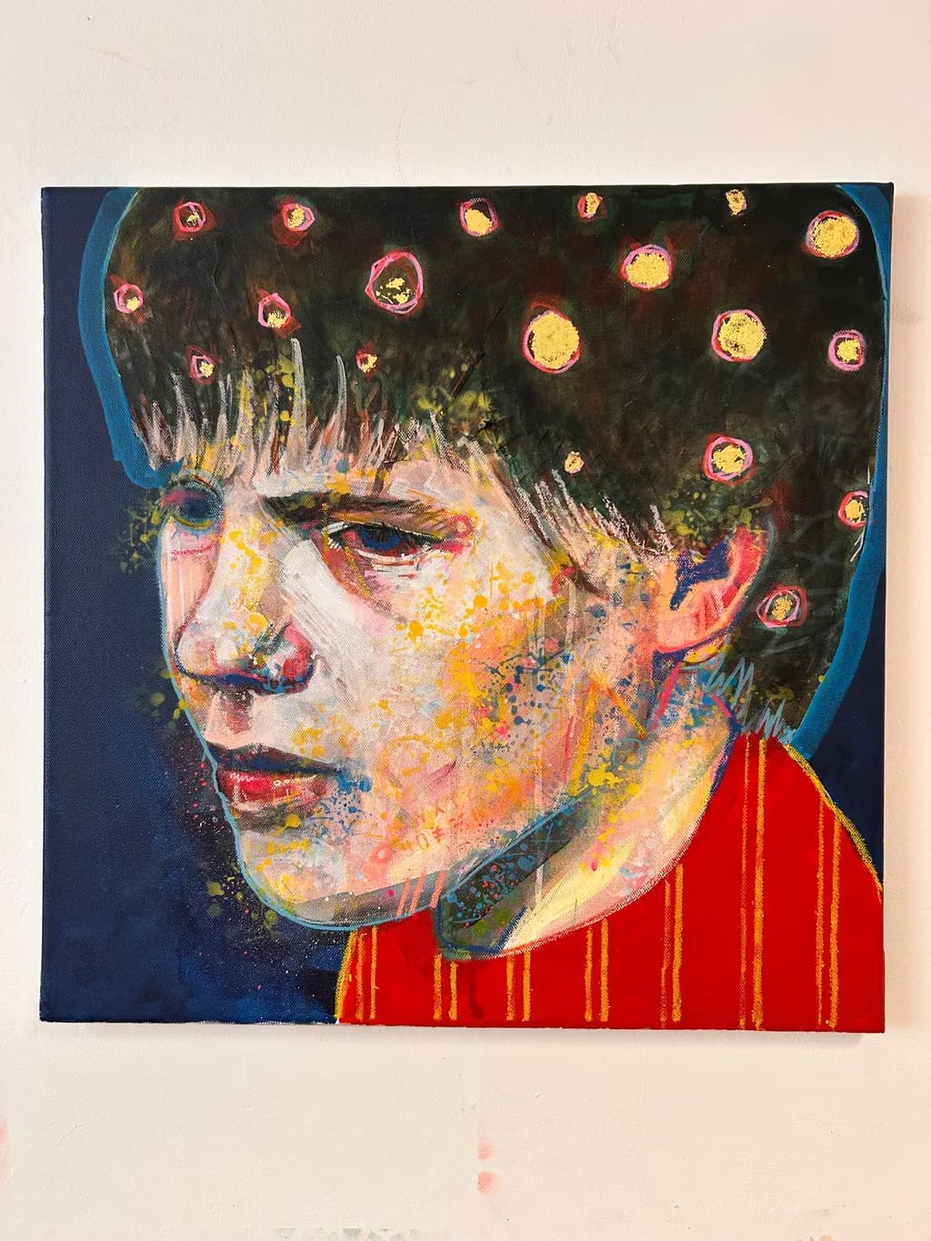 Untold Stories: A Mixed Media Portrait of Reflection and Color