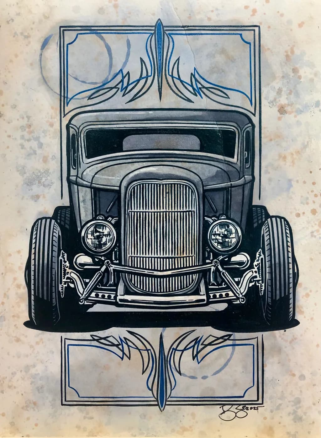 Timeless Elegance: A Vintage Automotive Illustration Celebrating Classic Craftsmanship