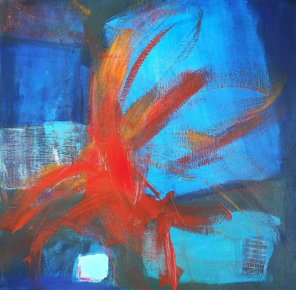 Vibrant Whispers: A Dance of Blue and Red in Abstract Harmony