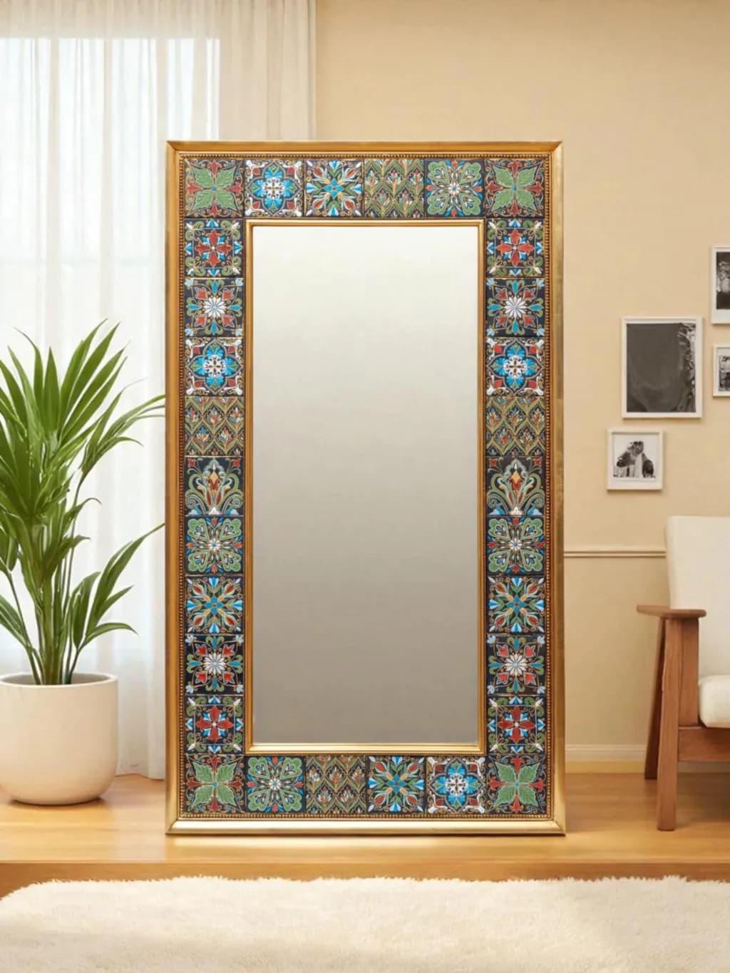 Ornate Mosaic Frame Mirror