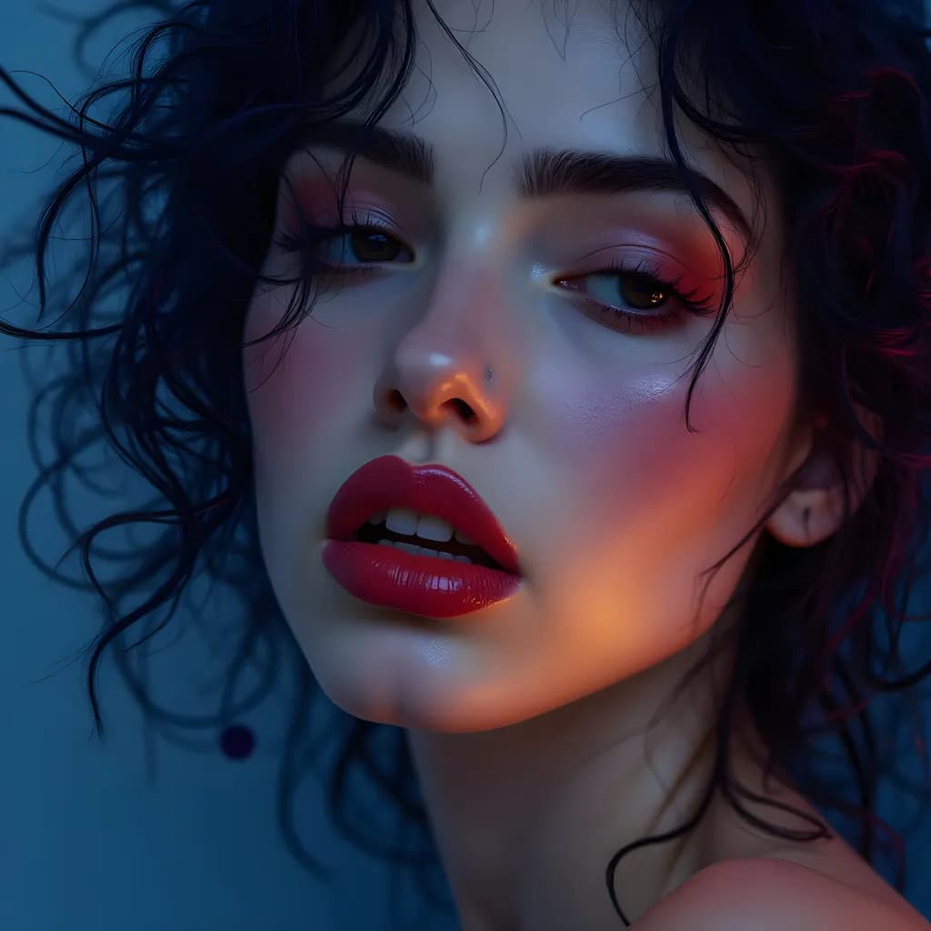 Radiant Elegance: A Captivating Portrait of Beauty and Expression in Glamorous Lighting