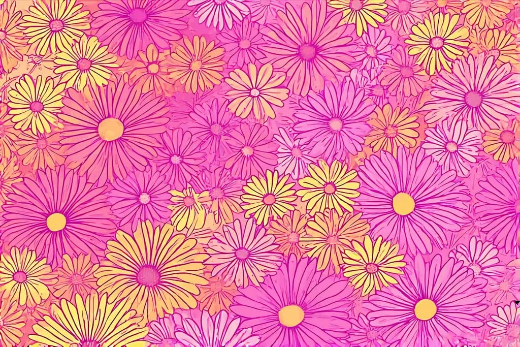 Vibrant Floral Symphony: A Dance of Pink and Yellow Blossoms