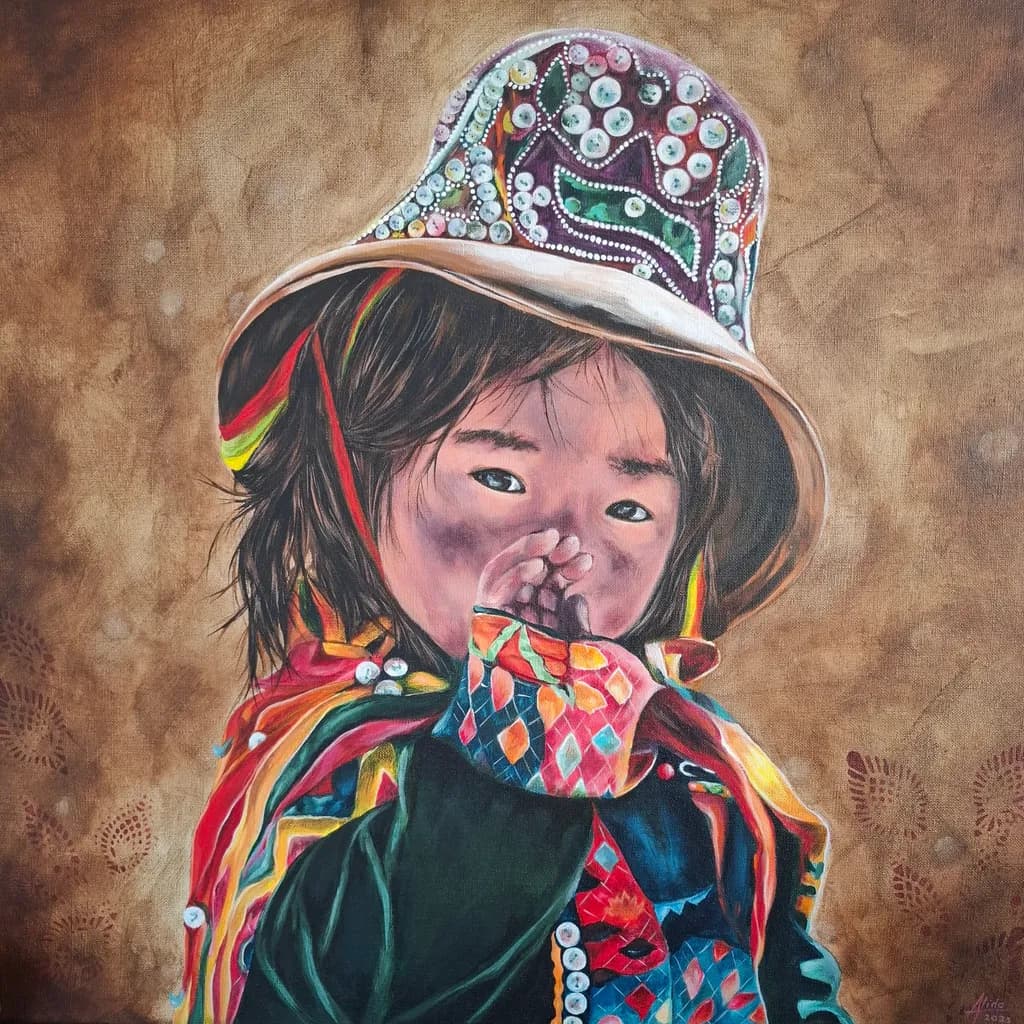 Whispers of Culture: A Colorful Expression of Childhood Innocence