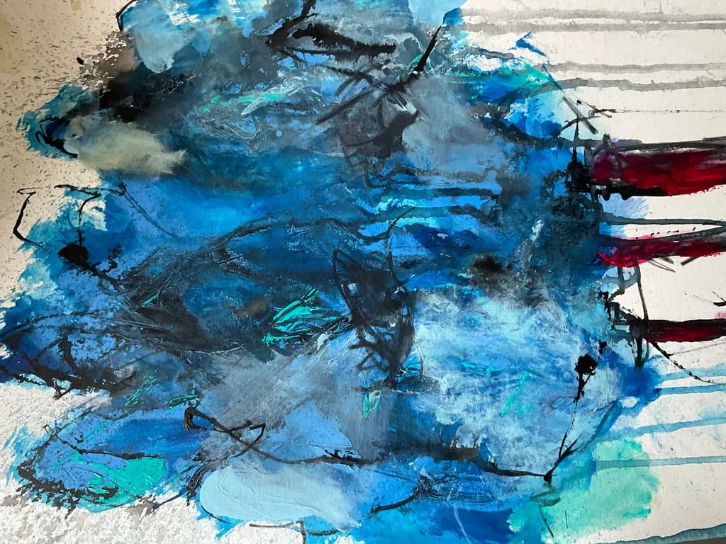 Whispers of the Ocean: A Dynamic Dance of Blues and Textures