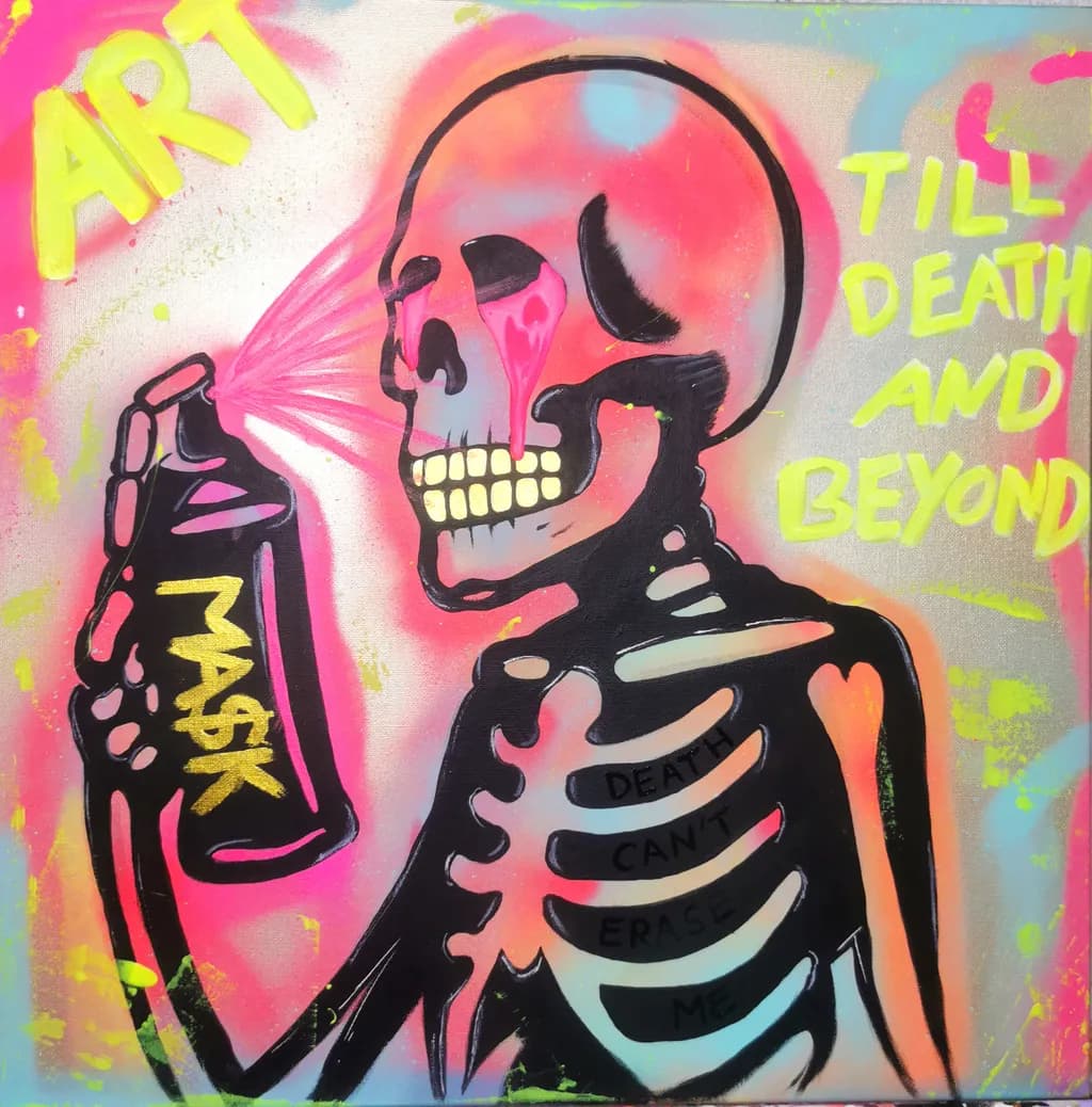 Eternal Expression: A Skeleton's Journey Through Art and Life