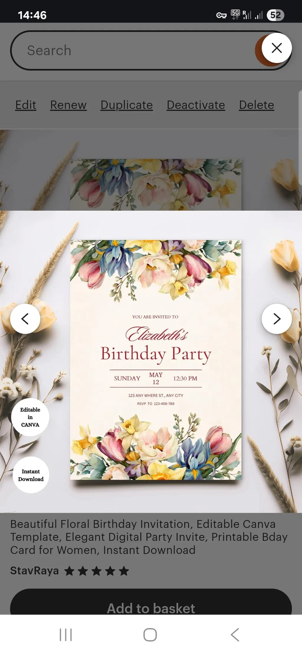 Elegant Floral Birthday Invitation Template for a Beautiful Celebration