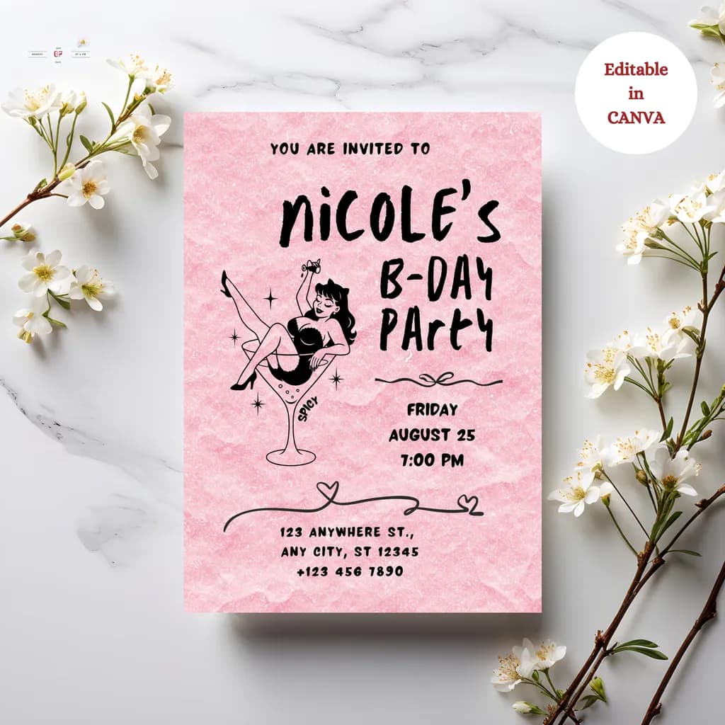 Spicy Celebration: Nicole's Birthday Bash Invitation