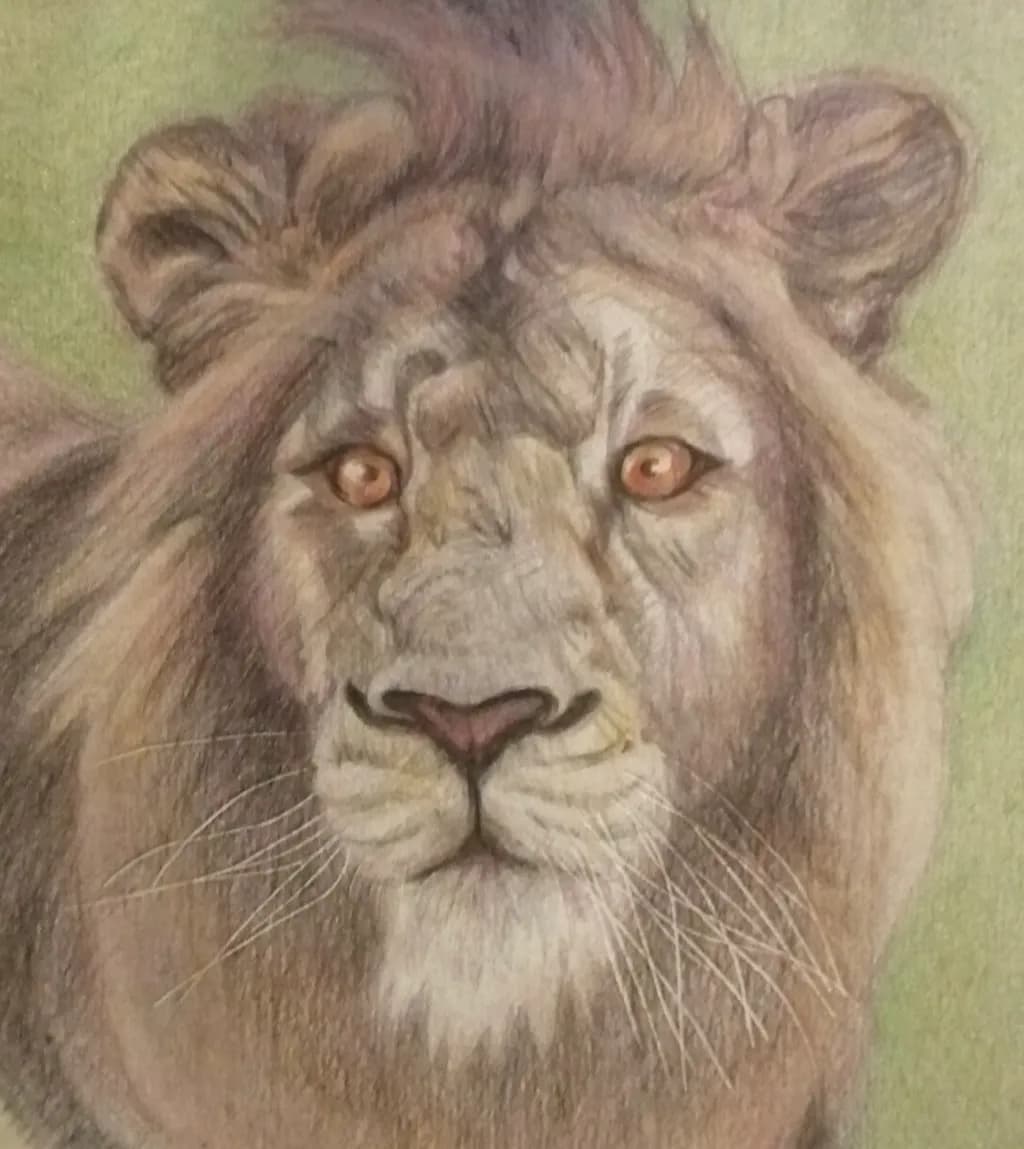 Majestic Gaze: A Realistic Portrait of a Lion's Strength and Grace