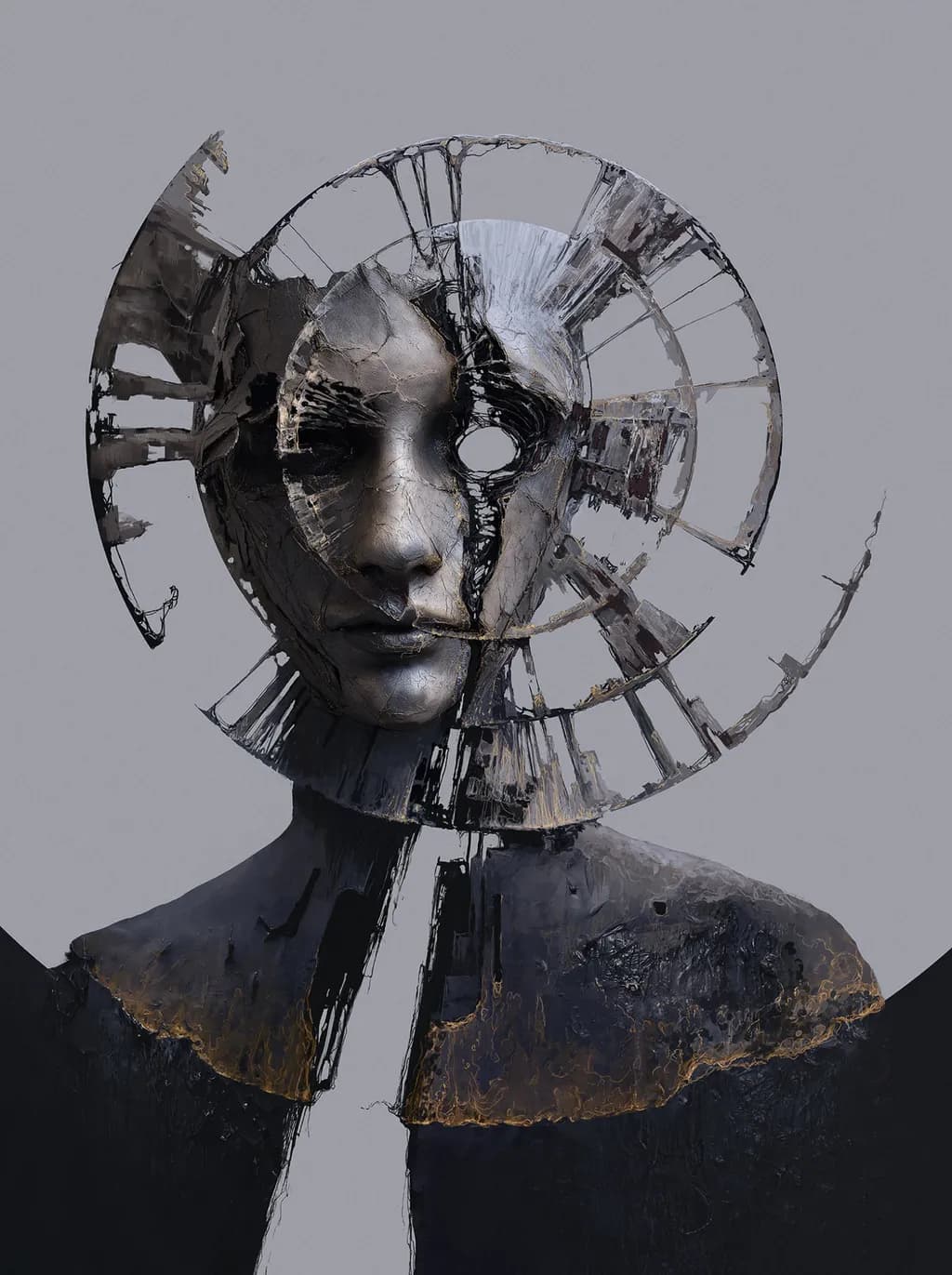 Ethereal Reflections: The Fragmented Essence of Humanity in a Surreal Portrait