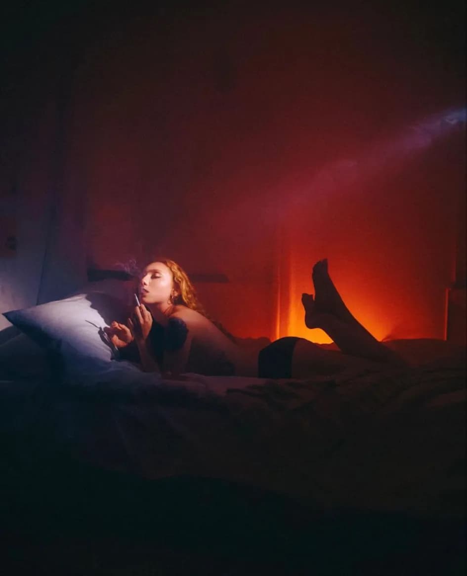 Whispers of Smoke: A Dreamy Encounter in Soft Light